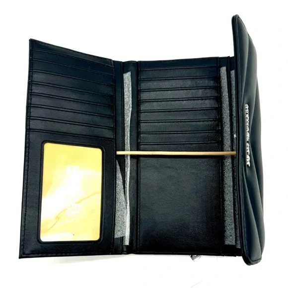 Michael Kors Large Quilted Trifold Wallet Black/Silver - Picture 7 of 9